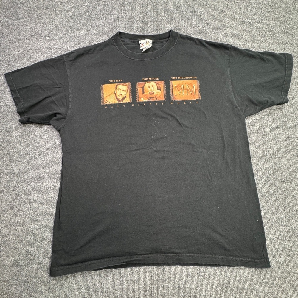 Walt Disney World The Man The Mouse The Millennium T Shirt Mens XL Black Vintage